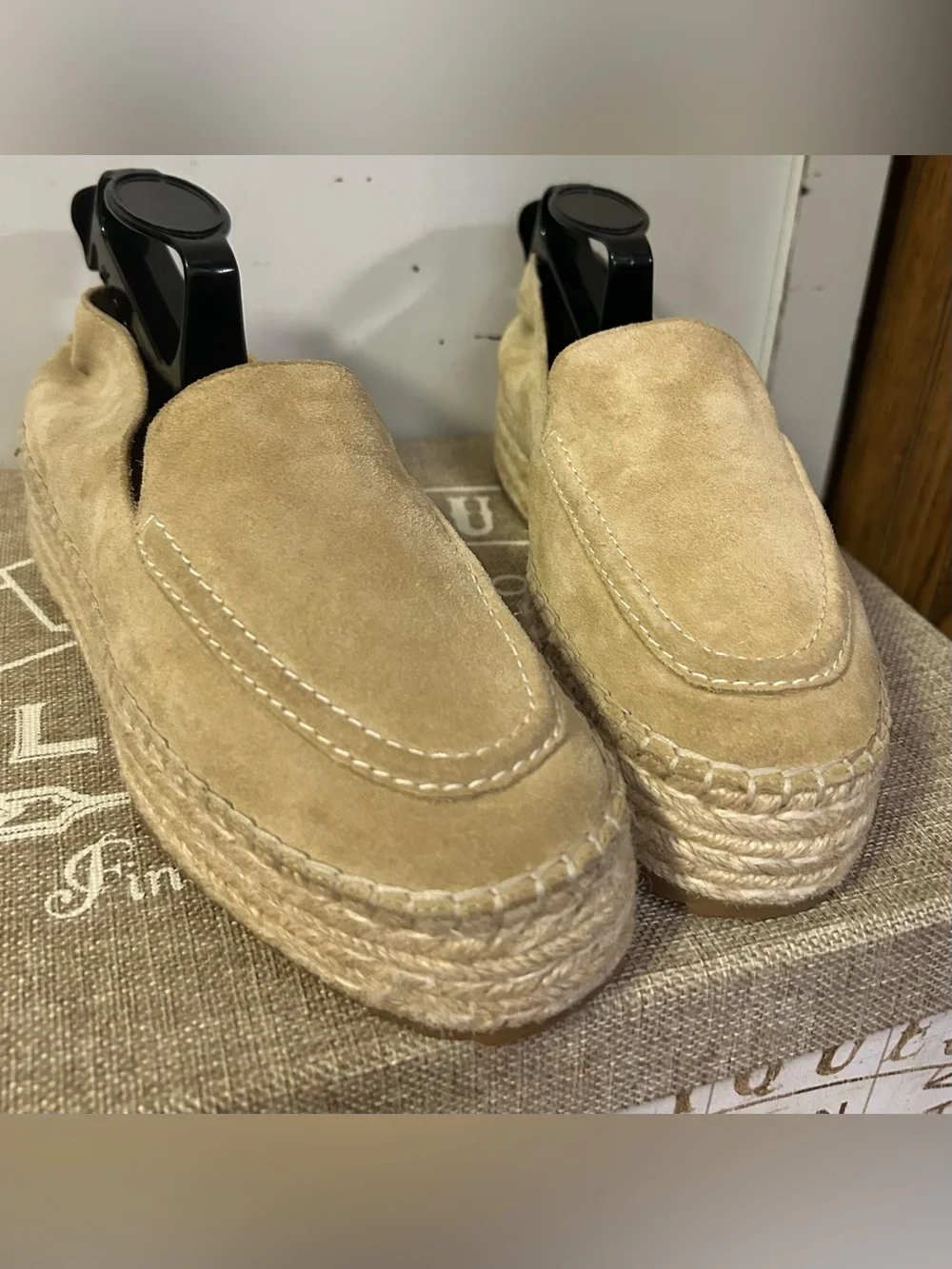 Joie Dafni Suede Espadrille Platform Loafers in Beige